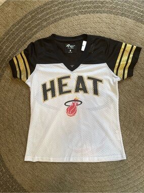 Vintage 2014 4Her by Carl Banks Miami Heat mesh V-neck top fashion jersey NBA